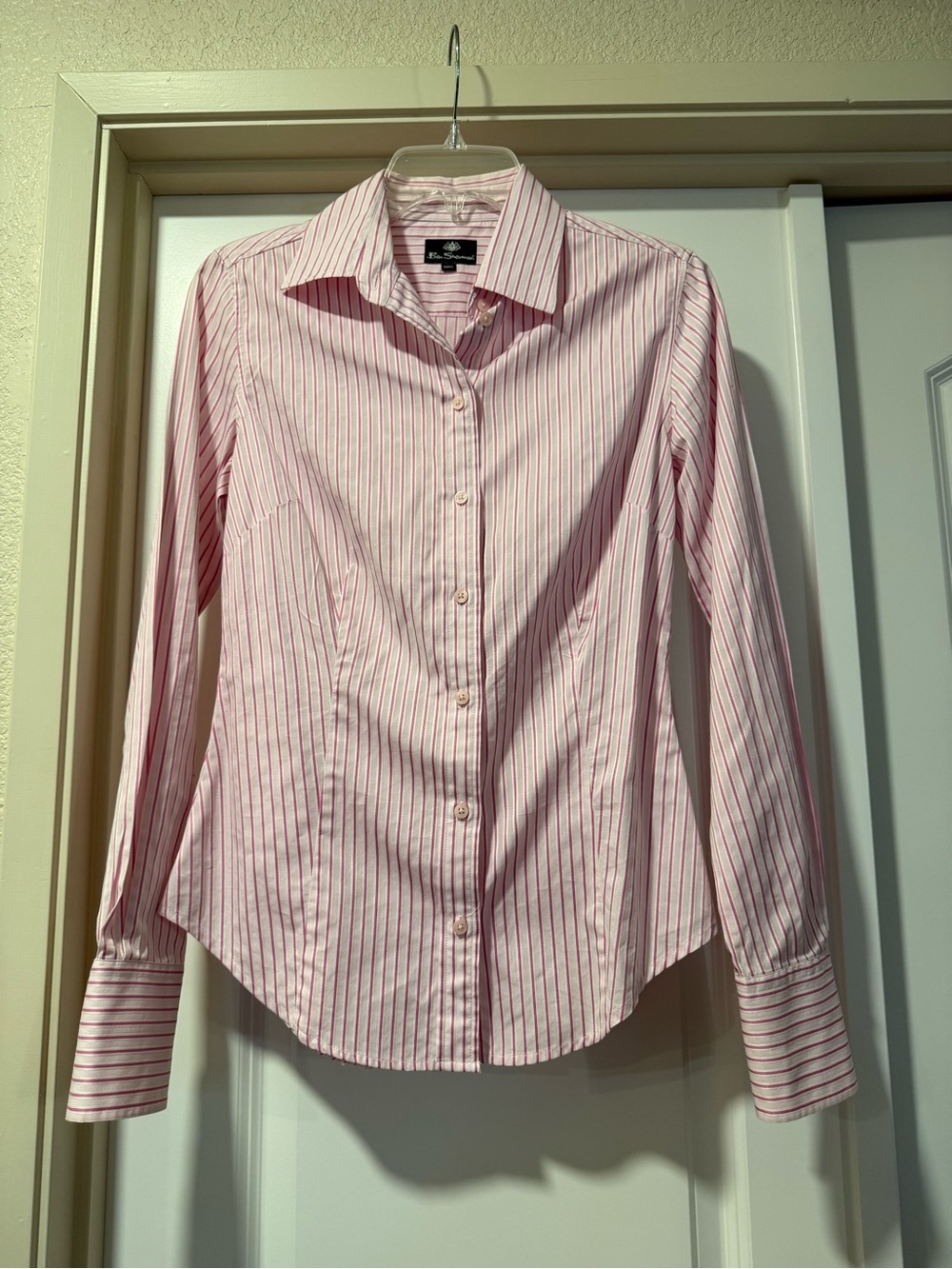 Ben Sherman Women's Pink Stripe Button-Up Shirt Size S